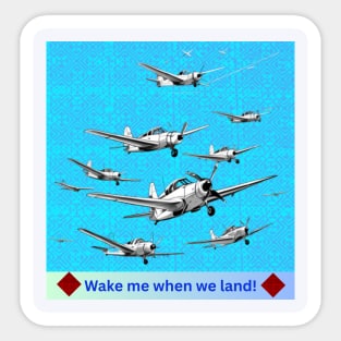 Wake Me When We Land – Vintage Plane Flight on Hmong Indigo Sticker